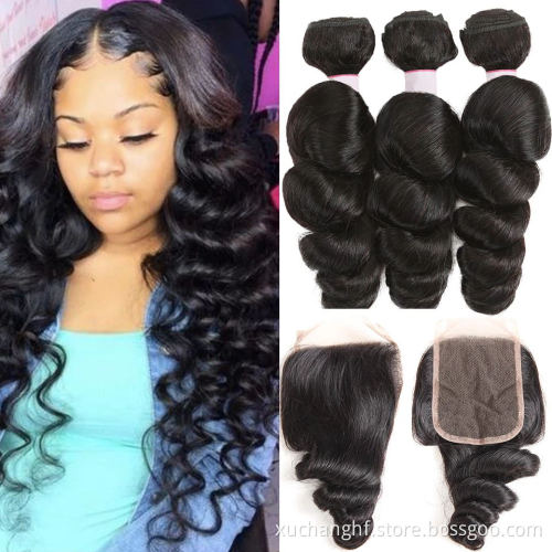Wholesale Virgin Hair Vendors Brazilian Peruvian Loose Deep Body Straight Wave Human Hair 3 Bundles With Lace Frontal Closures